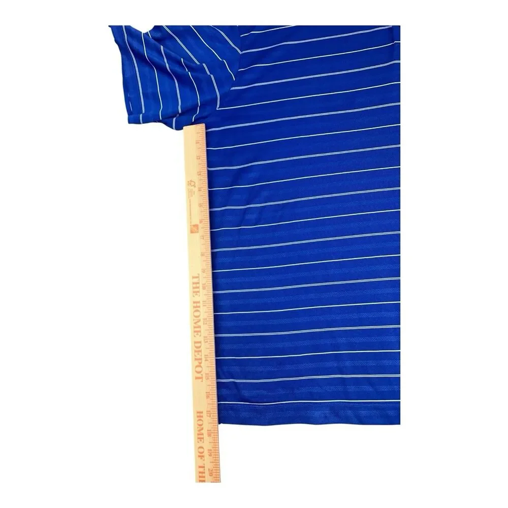 Nike Dri Fit Golf Polo Shirt, Blue Striped, Moisture Wicking, Men's Size 2XL